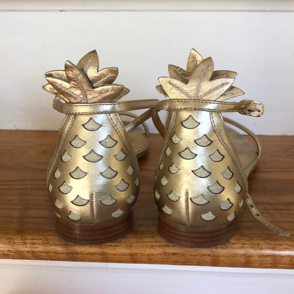 Lilly Pulitzer Laura gold pineapple back ankle strap sandal size 9.5 - Picture 3 of 6